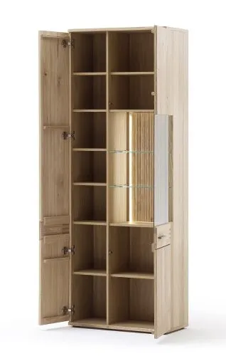 Kombi-Vitrine Salvador | Balkeneiche Bianco | ohne Beleuchtung