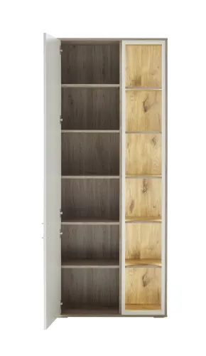 Kombi-Vitrine Santerno | Soft white / Viking Oak | LED Beleuchtung