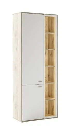 Kombi-Vitrine Santerno | Soft white / Viking Oak | ohne Beleuchtung