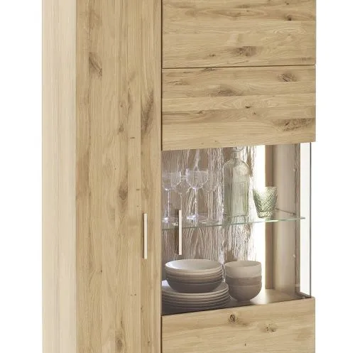 Kombi-Vitrine Santori | Eiche Bianco | LED Beleuchtung