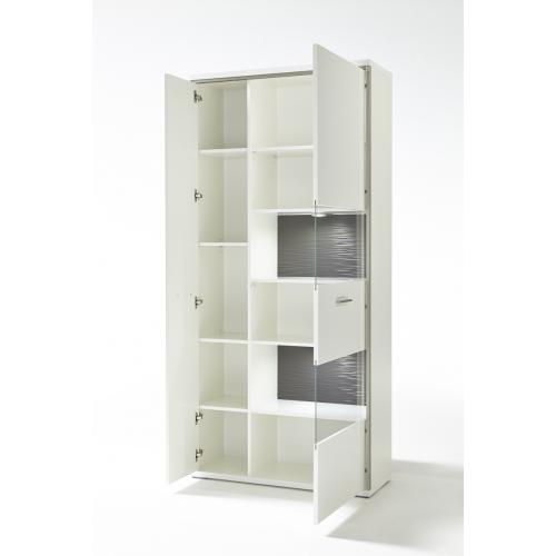 Kombi-Vitrine Trento | weiß Hochglanz | LED Beleuchtung