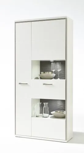 Kombi-Vitrine Trento | weiß Hochglanz | ohne Beleuchtung