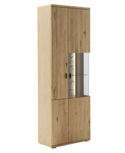 Kombi-Vitrine Venedig | Naturfarben / Wildeiche | optional LED Beleuchtung