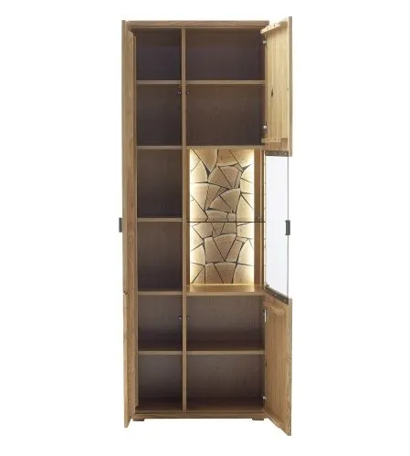 Kombi-Vitrine Venedig | Naturfarben / Wildeiche | optional LED Beleuchtung