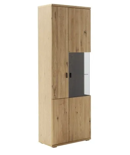 Kombi-Vitrine Venedig | Naturfarben / Wildeiche | optional LED Beleuchtung