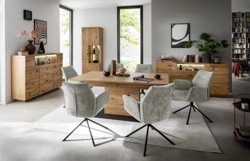 Kombi-Vitrine Venedig | Naturfarben / Wildeiche | optional LED Beleuchtung