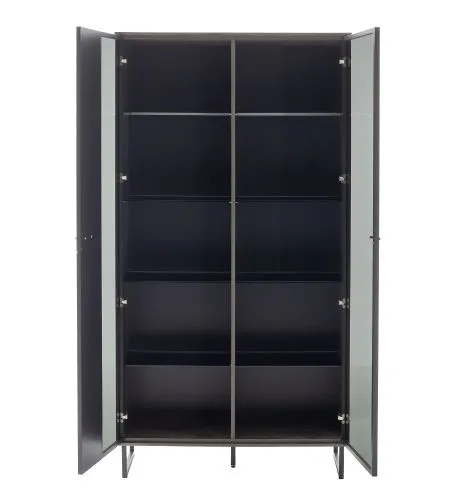 Kombi-Vitrine Venezia 2 | Softblack / Vulcano Eiche | optional LED Beleuchtung