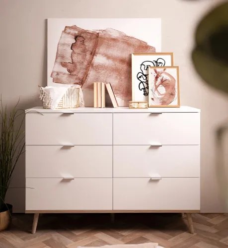 Kommode 2 Oslo | Skandinavisch | weiß / Sonoma Eiche