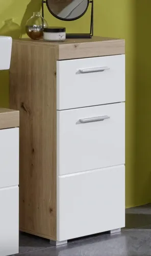 Kommode Amanda | weiß Hochglanz / Eiche Asteiche