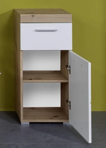 Kommode Amanda | weiß Hochglanz / Eiche Asteiche