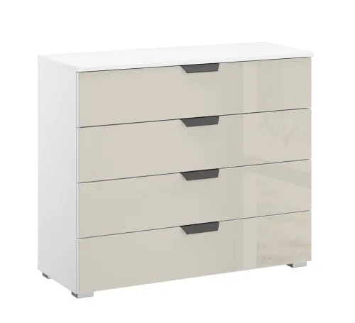 Kommode Artemis | mit 4 Schubkästen | alpinweiß / champagner