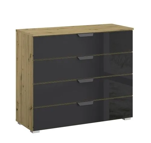 Kommode Artemis | mit 4 Schubkästen | Eiche Artisan / basalt grau