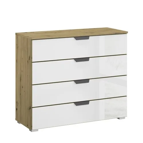 Kommode Artemis | mit 4 Schubkästen | Eiche Artisan / weiß