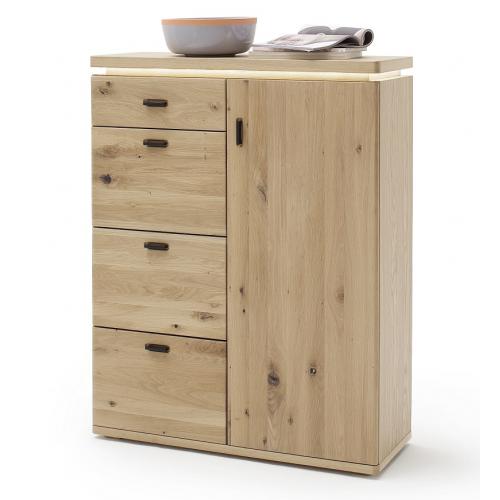 Kommode Barcelona 2 | Balkeneiche Bianco / Eiche Bianco | inkl. LED Beleuchtung