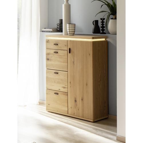 Kommode Barcelona 2 | Balkeneiche Bianco / Eiche Bianco | inkl. LED Beleuchtung