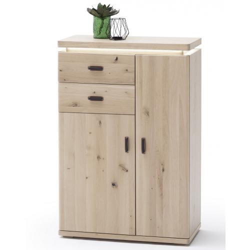 Kommode Barcelona 3 | Balkeneiche Bianco / Eiche Bianco | inkl. LED Beleuchtung