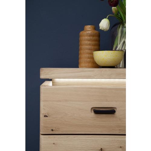 Kommode Barcelona 3 | Balkeneiche Bianco / Eiche Bianco | inkl. LED Beleuchtung