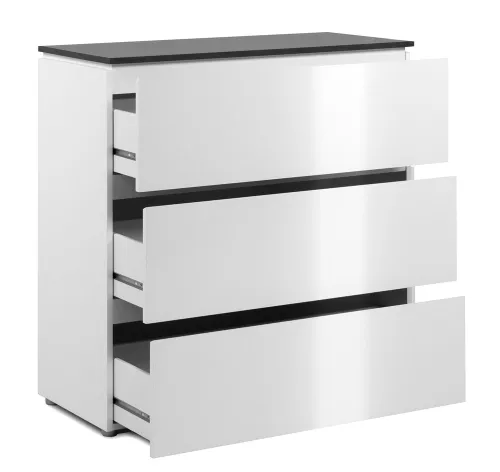 Kommode Brest mit Schubkästen | Matera / Weiß Hochglanz | 88,5 cm x 92 cm x 40 cm