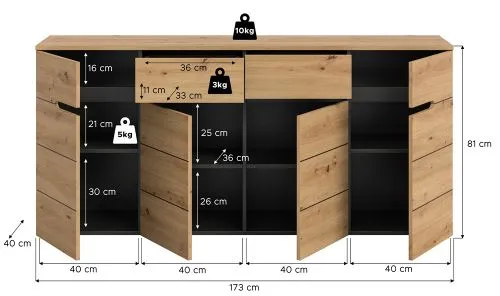 Kommode Canu 1 | Basalt grau / Artisan Eiche