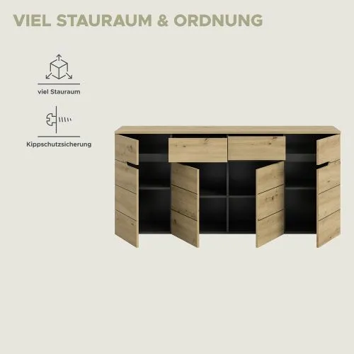 Kommode Canu 1 | Basalt grau / Artisan Eiche