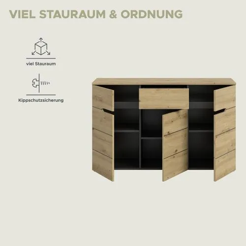 Kommode Canu | Basalt grau / Artisan Eiche