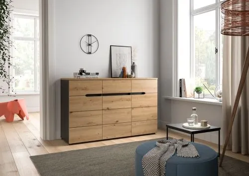 Kommode Canu | Basalt grau / Artisan Eiche