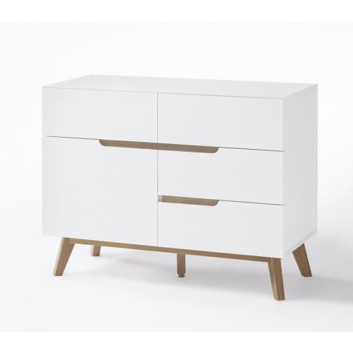 Kommode Cervo | weiß matt / Asteiche massiv