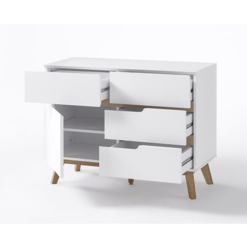 Kommode Cervo | weiß matt / Asteiche massiv