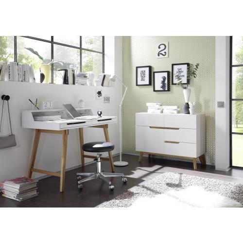 Kommode Cervo | weiß matt / Asteiche massiv