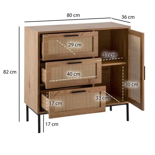 Kommode French 2 | Geflecht | braun / schwarz