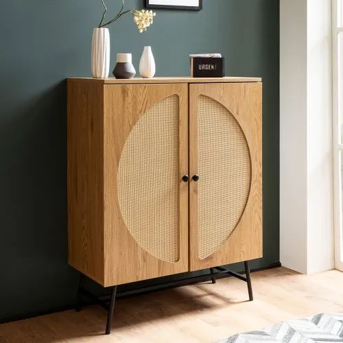 Kommode French | Geflecht | braun / schwarz