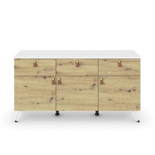 Kommode Homey | mit Schubkästen | alpinweiß / Eiche Artisan