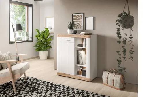 Kommode Laredo | weiß / Nox Oak