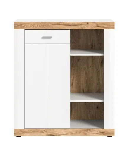 Kommode Laredo | weiß / Nox Oak ohne Beleuchtung