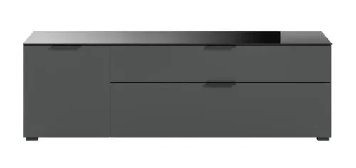 Kommode Lowboard Ray | mit Schubkästen & Glasabsetzung | anthrazit
