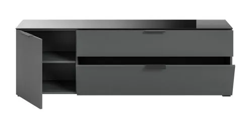 Kommode Lowboard Ray | mit Schubkästen & Glasabsetzung | anthrazit