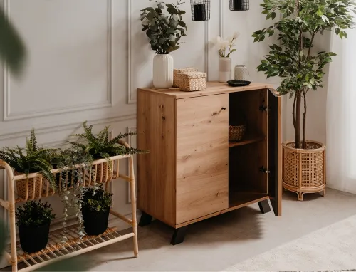 Kommode Medan | mit 3D-Lamellen | Artisan Eiche / anthrazit