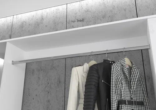 Kommode mit Garderobenstange Projekt X breit | weiß Hochglanz