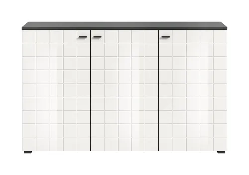 Kommode Monte | 3 türig | weiß Hochglanz / anthrazit