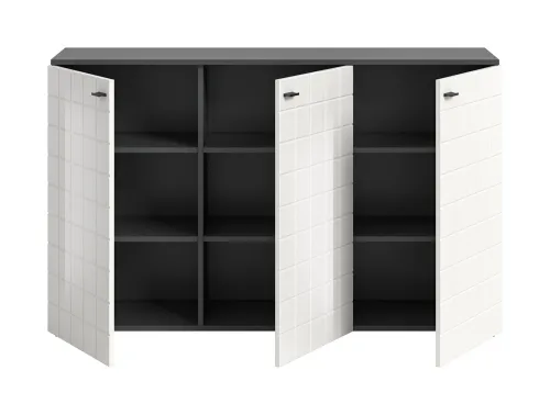 Kommode Monte | 3 türig | weiß Hochglanz / anthrazit