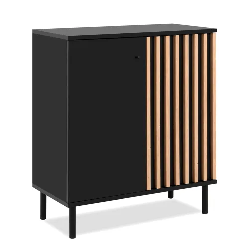 Kommode Monza | mit 3D-Lamellen | Artisan Oak / schwarz