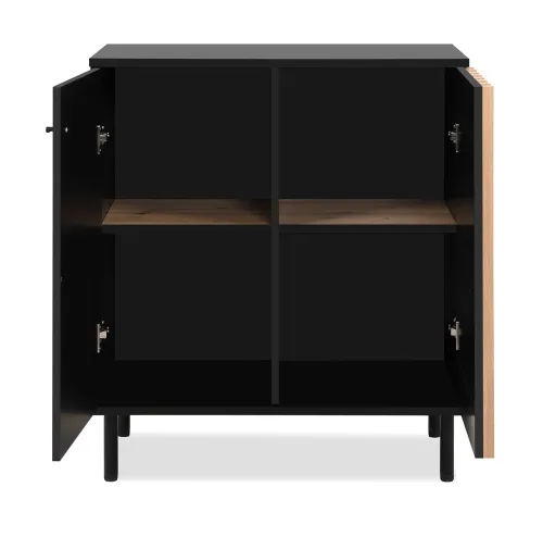 Kommode Monza | mit 3D-Lamellen | Artisan Oak / schwarz