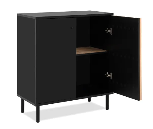 Kommode Monza | mit 3D-Lamellen | Artisan Oak / schwarz