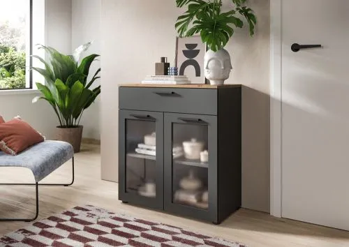 Kommode Niklas | Basalt Grau / Artisan Eiche