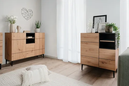 Kommode Nola | Artisan Oak / schwarz