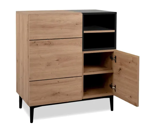Kommode Nola | Artisan Oak / schwarz
