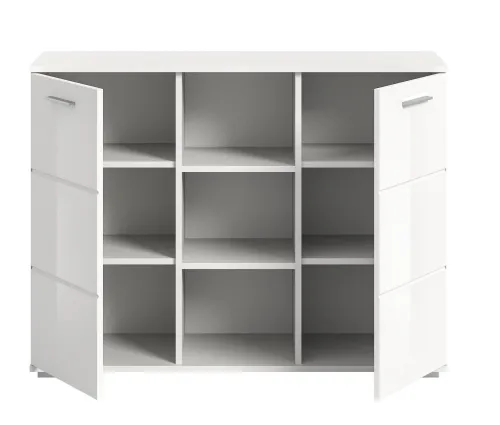 Kommode Prego 1 | weiß Hochglanz mit Beleuchtung