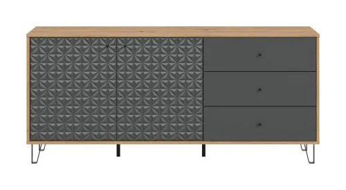 Kommode Prisma | mit 3 Schubkästen | artisan Eiche / anthrazit