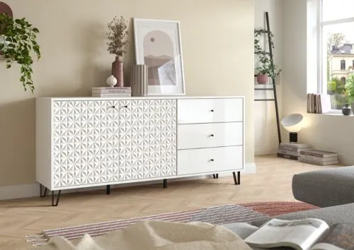 Kommode Prisma | mit 3 Schubkästen | weiß