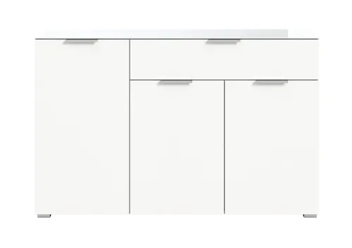 Kommode Ray | 3-türig | mit Glasabsetzung | weiß